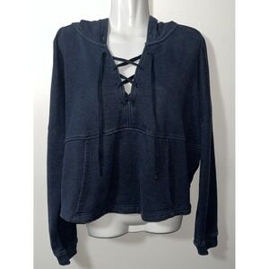 prAna Womens Hoodie M BlueSweatshirt Kangaroo Pocket Cozy Up Illana  Gorpcore